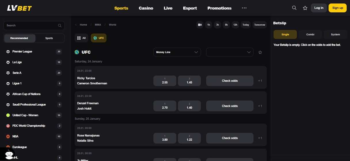 LVBet Ireland UFC betting pc