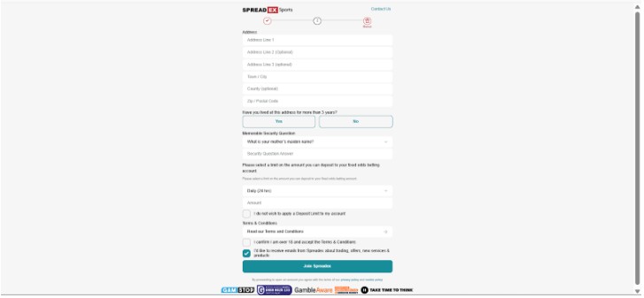 Spreadex Ireland Registration Step3