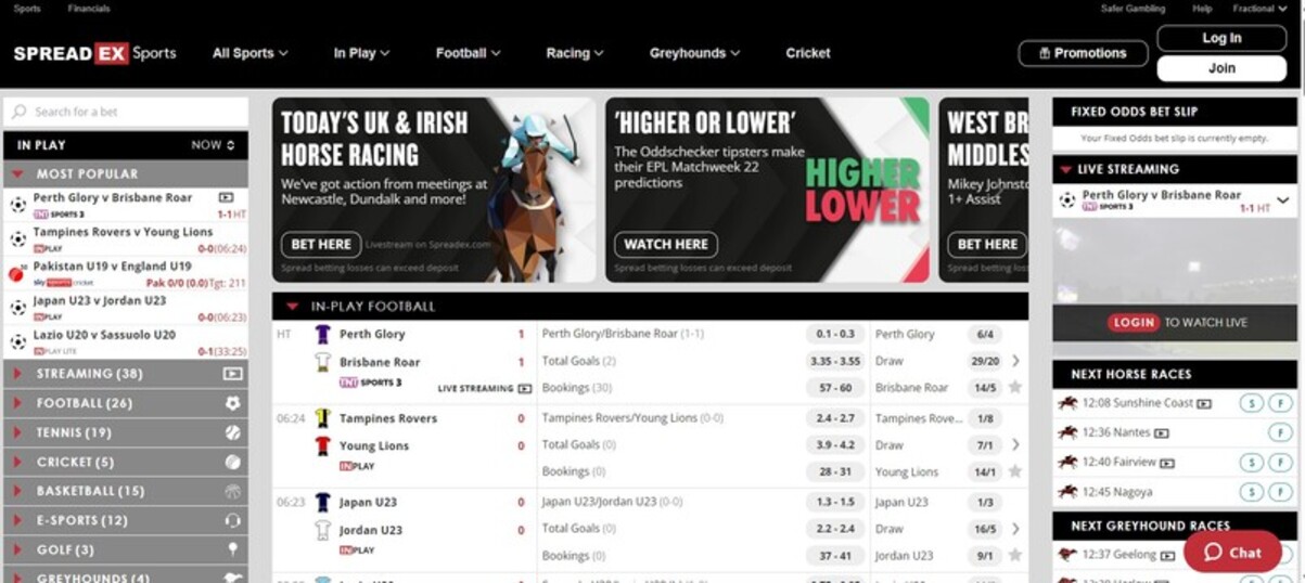 SpreadEx Ireland Sportsbook Homepage pc