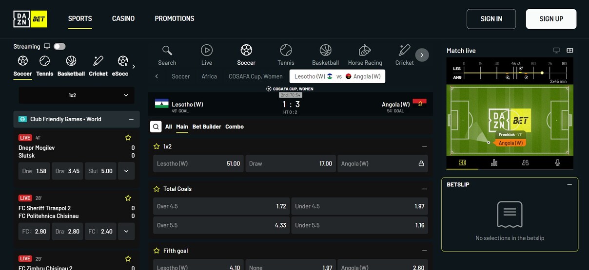 DaznBet Sports Live Betting Ireland pc