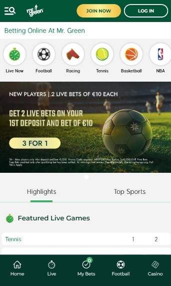 Mr green Sports Homepage Ireland