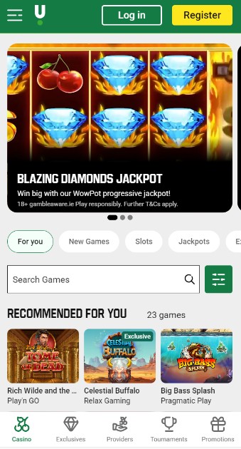 Unibet Ireland Casino Homepage mobile