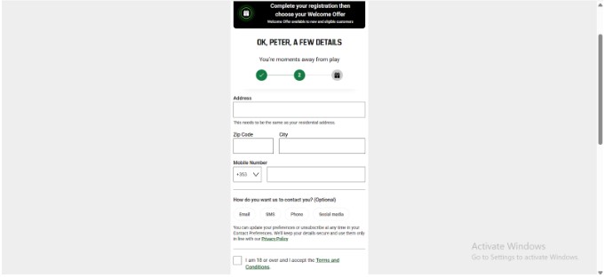 Unibet Registration Ireland Step3