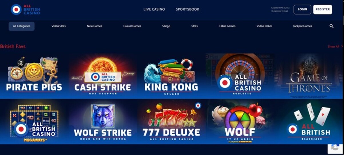 Allbritish Casino Homepage Ireland pc