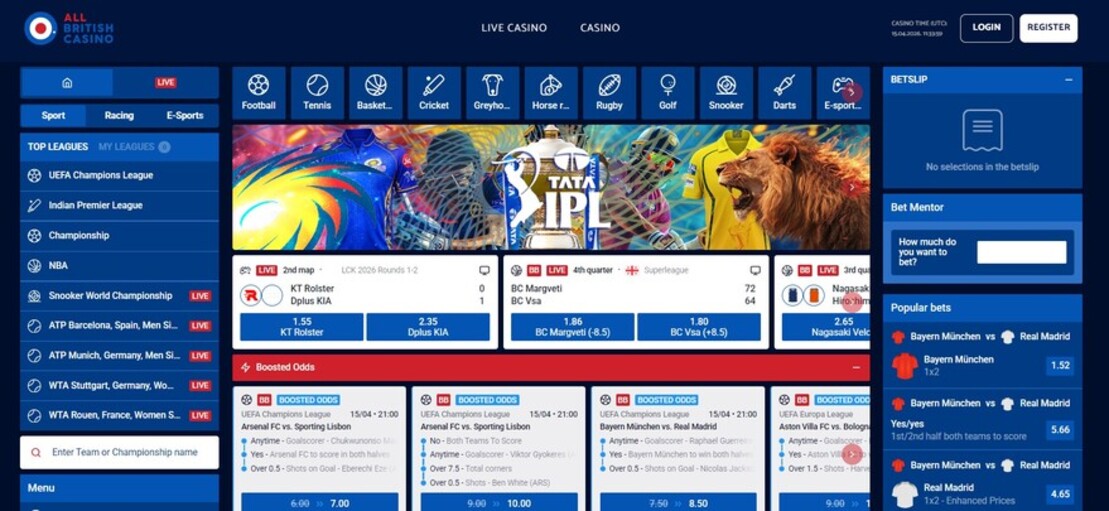 Allbritish sportsbook Homepage Ireland pc