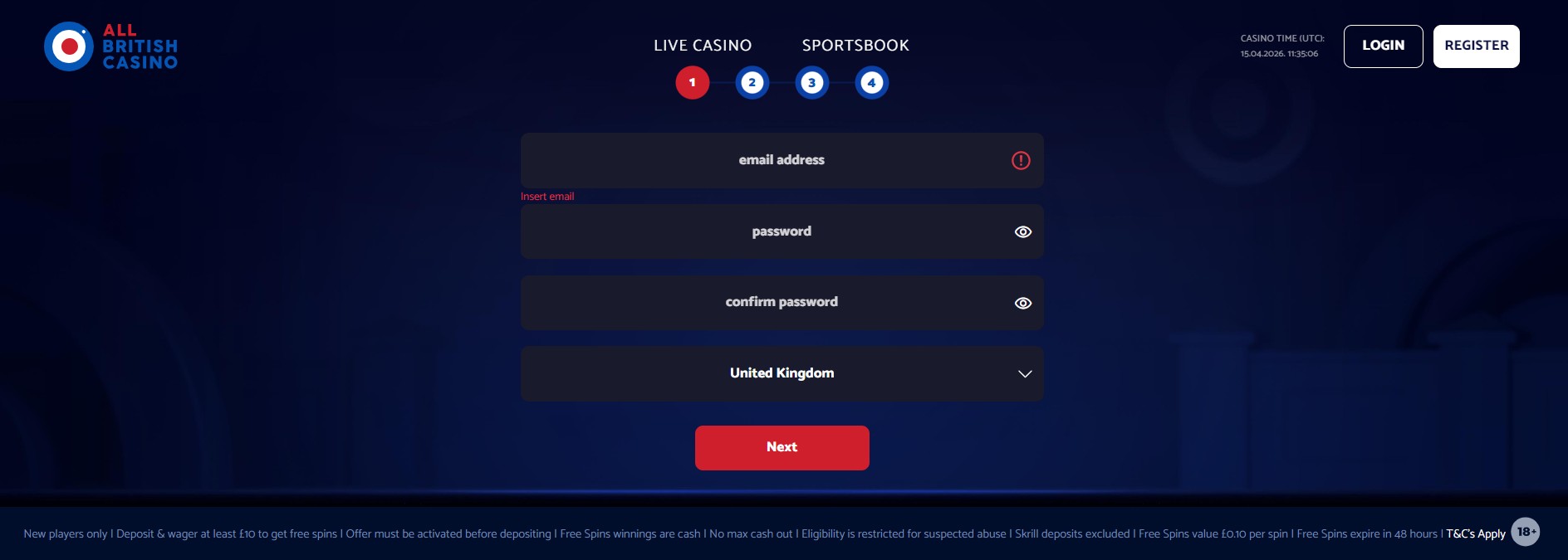 Allbritish sportsbook Registration Ireland