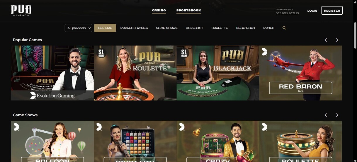 Live Casino Pub Casino Ireland pc