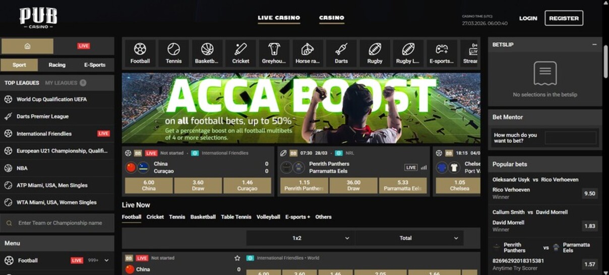 Pub Casino Homepage Sportsbook Ireland pc
