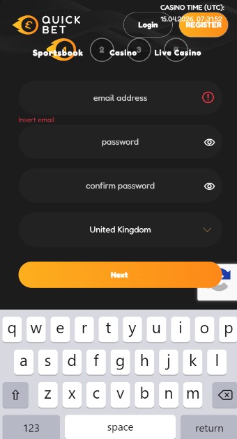Quickbet Casino Ireland Registration mobile