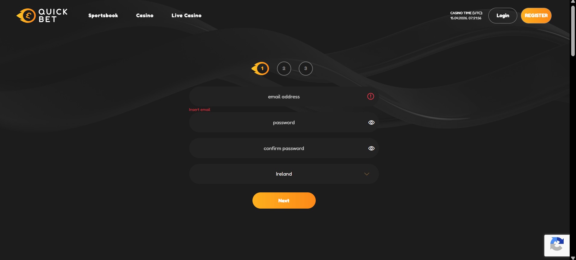 Quickbet Casino Ireland Registration