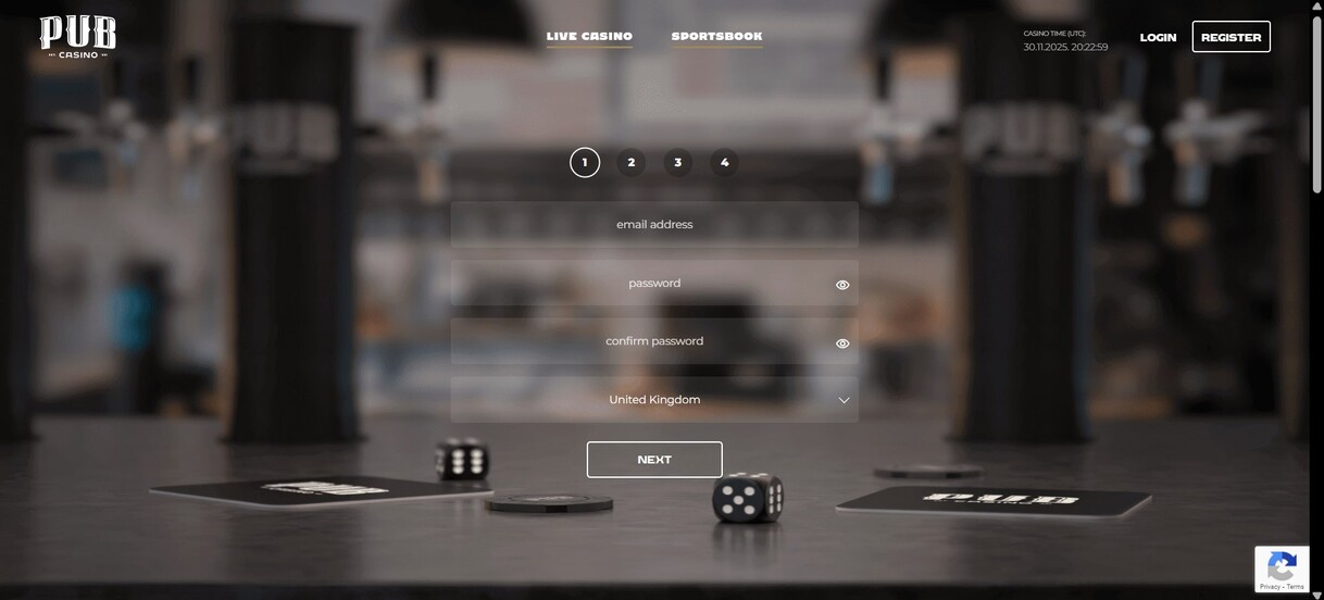 Registration Pub Casino UK pc