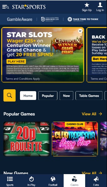 Starsports Casino Ireland Homepage