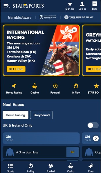 Starsports Sportsbook Ireland Homepage