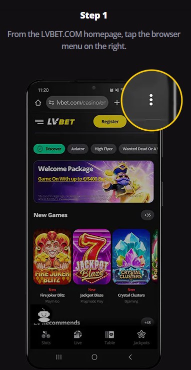 Step1 android LVBet