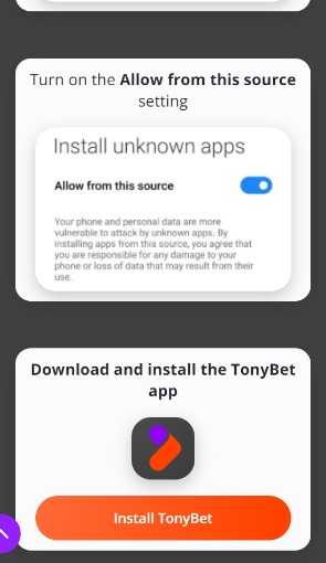 Instaling Tonybet App Ireland Step3
