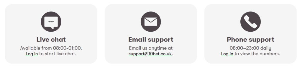 Customer support 10bet ireland