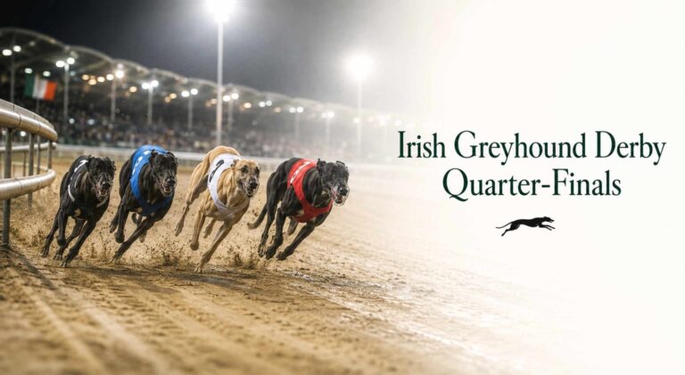 Greyhounds racing under the floodlights