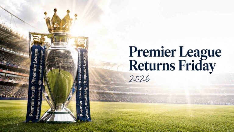 Premier League trophy on the pitch