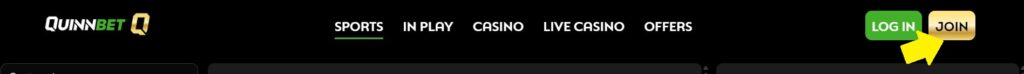 quinnbet registration button