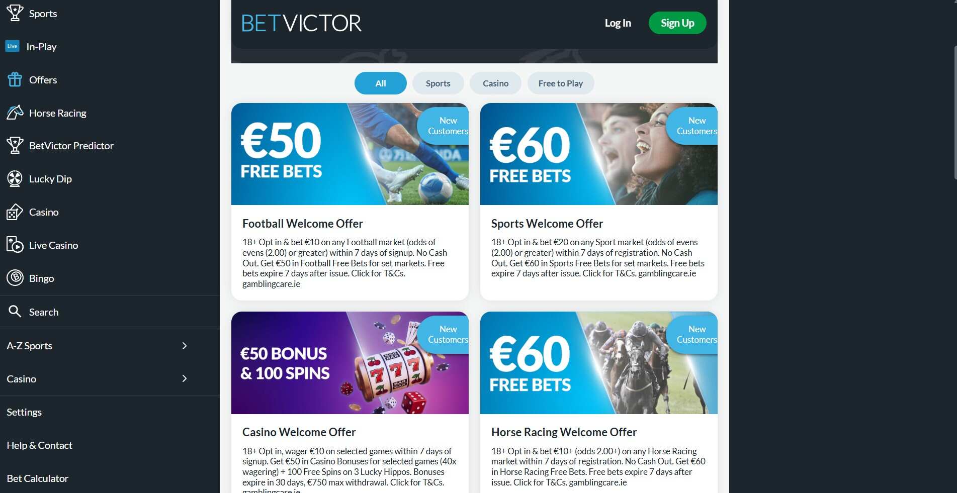 Betvictor Ireland Offers Sports