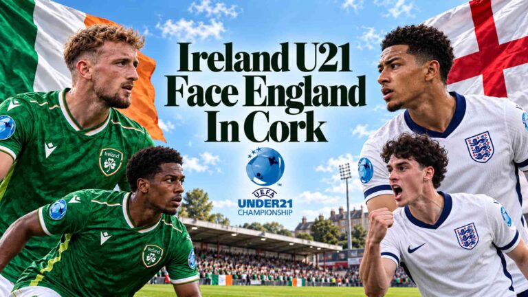 Sam Curtis and Romeo Akachukwu / Jobe Bellingham and Archie Gray at Turner's Cross, Ireland U21 UEFA.