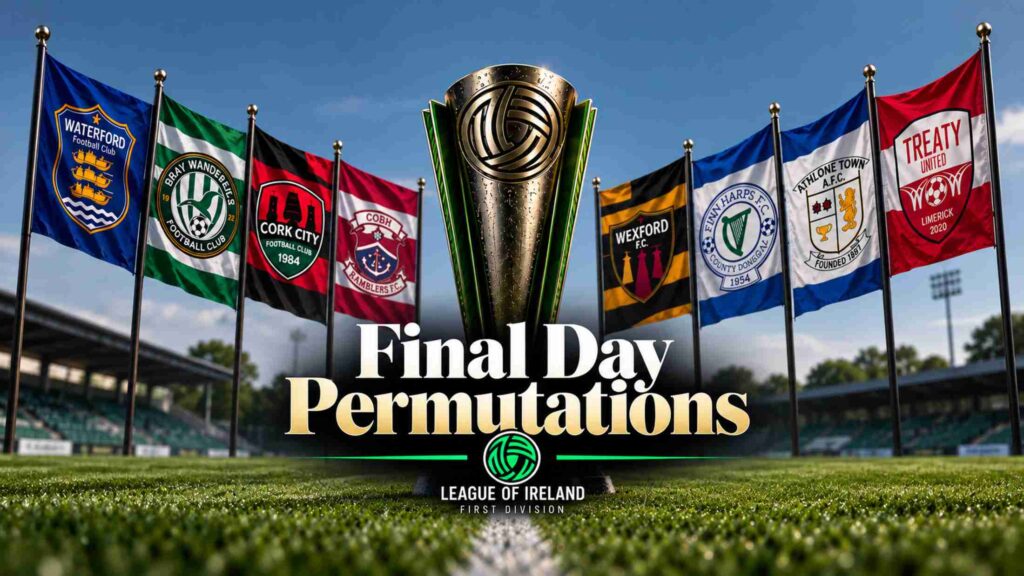 League of Ireland First Division trophy Final Day Permutations.